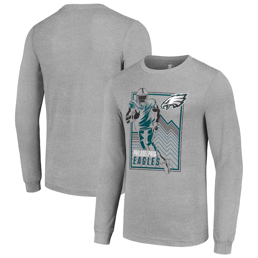 Men Philadelphia Eagles grey 2024 NFL Long sleeve T Shirts->nfl t-shirts->Sports Accessory